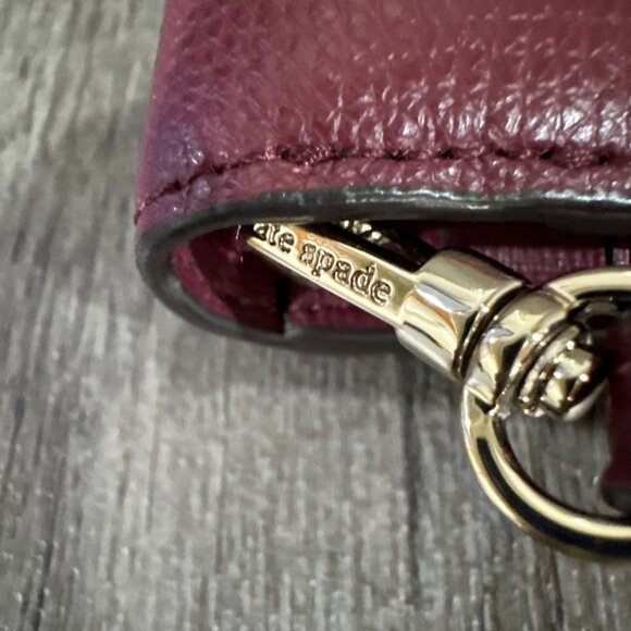 Kate Spade Darcy Clutch Wallet Wristlet Burgundy Maroon Leather - Picture 7 of 10